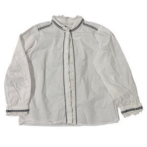 Solocote Girls White‎ Button Up Trim Top 7/8Y Minimalist Preppy